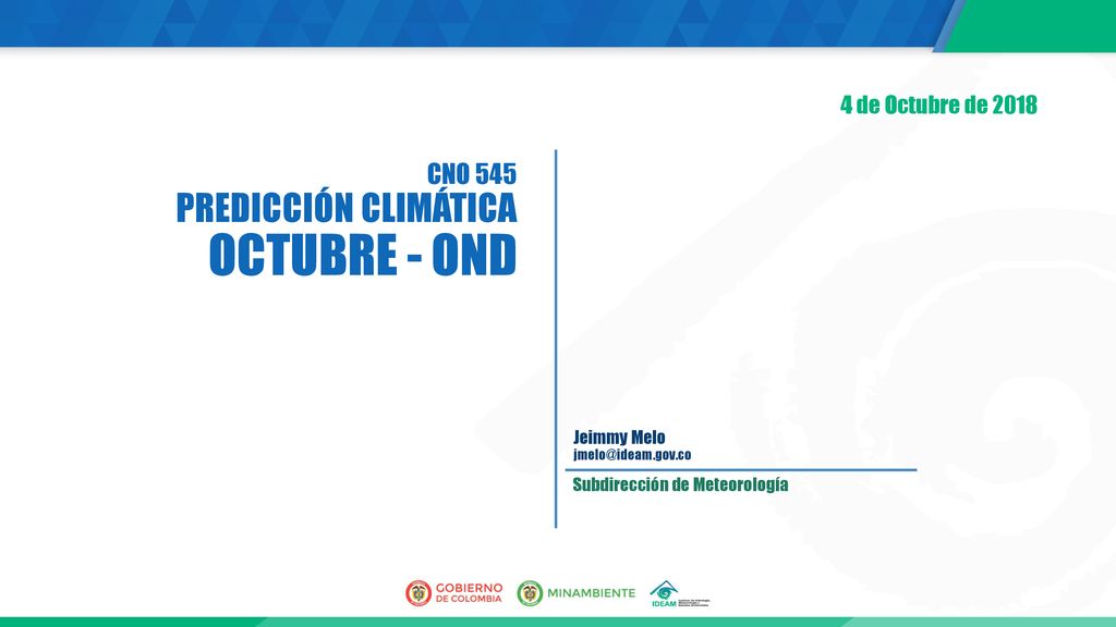 OCTUBRE - OND PREDICCIÓN CLIMÁTICA CNO de Octubre de 2018