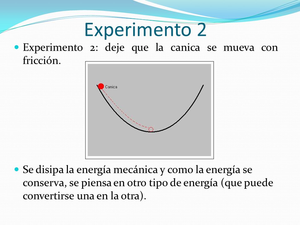 Experimento 2 Experimento 2: deje que la canica se mueva con fricción.