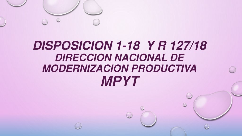 DISPOSICION 1-18 Y R 127/18 DIRECCION NACIONAL DE MODERNIZACION PRODUCTIVA MPYT