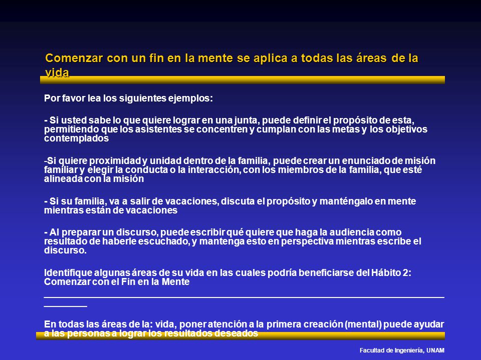 Comenzar con un fin en la mente se aplica a todas las áreas de la vida