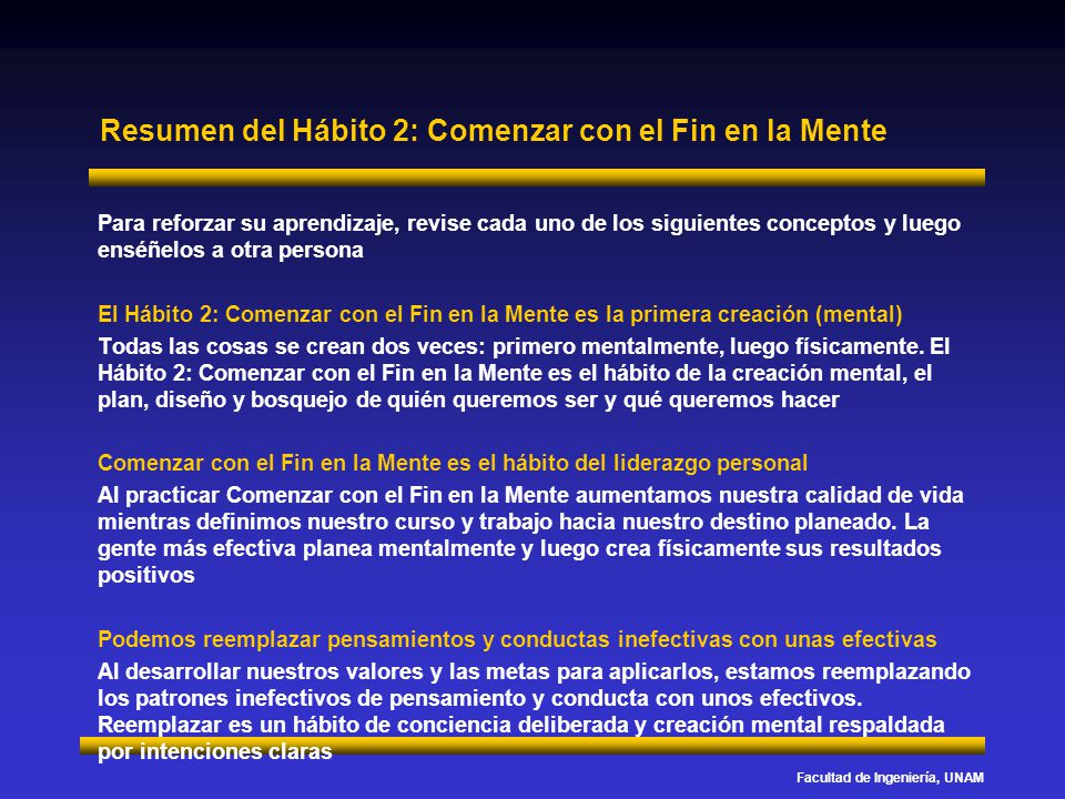 Resumen del Hábito 2: Comenzar con el Fin en la Mente