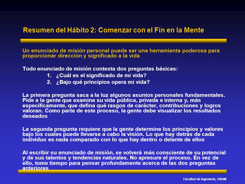 Resumen del Hábito 2: Comenzar con el Fin en la Mente