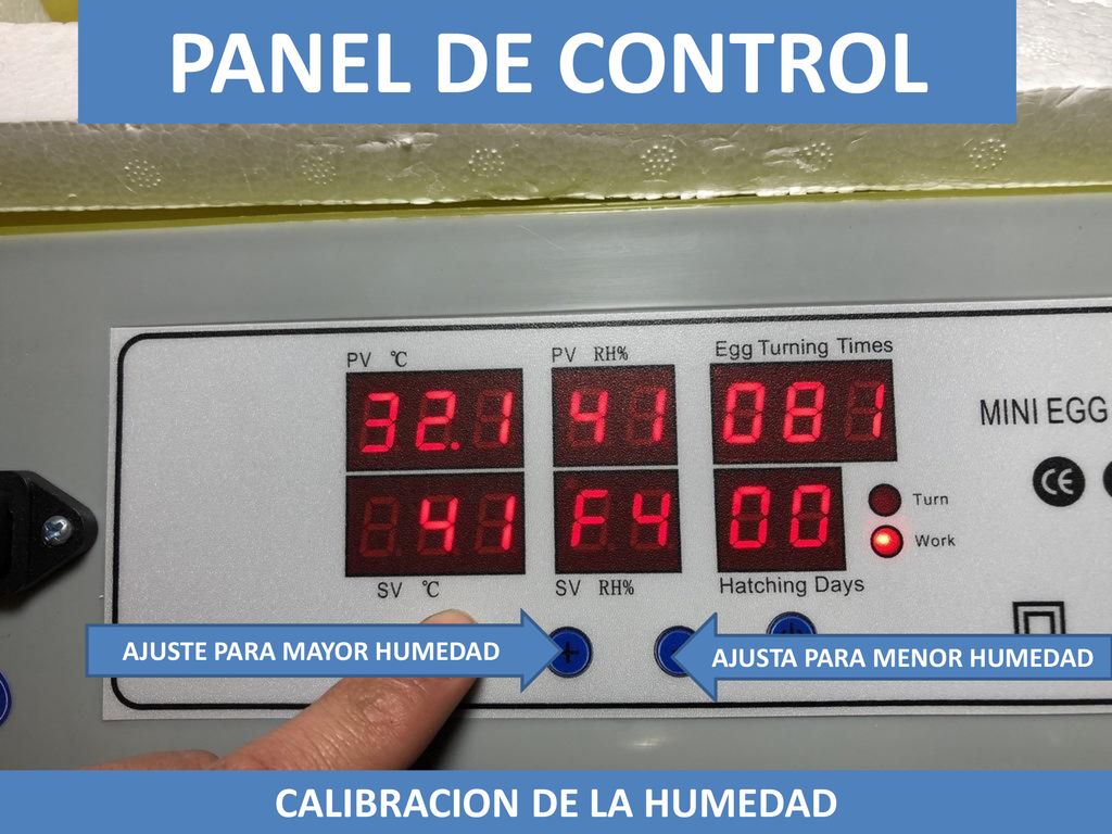 PANEL DE CONTROL CALIBRACION DE LA HUMEDAD AJUSTE PARA MAYOR HUMEDAD