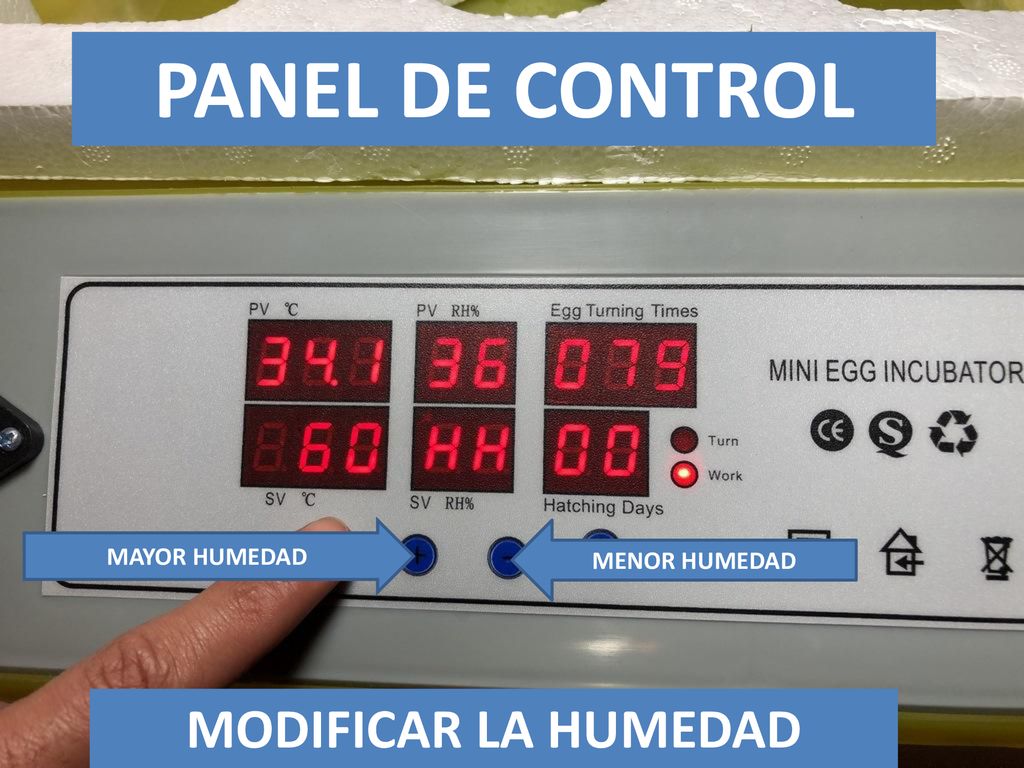 PANEL DE CONTROL MAYOR HUMEDAD MENOR HUMEDAD MODIFICAR LA HUMEDAD