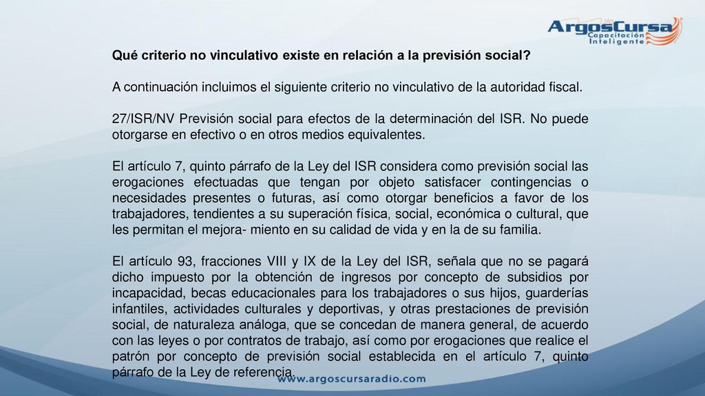 Qué criterio no vinculativo existe en relación a la previsión social