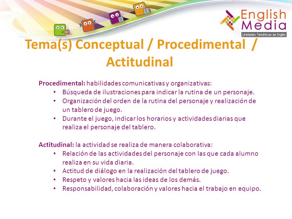 Tema(s) Conceptual / Procedimental / Actitudinal