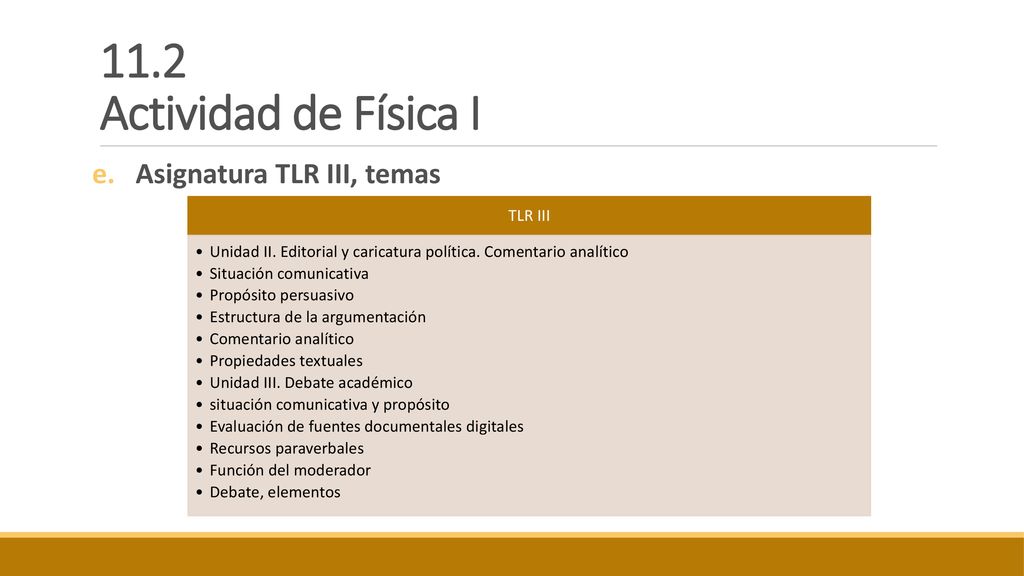 11.2 Actividad de Física I Asignatura TLR III, temas TLR III
