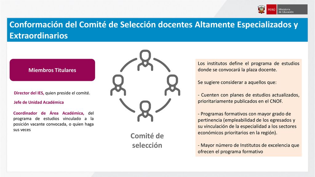 Conformación del Comité de Selección docentes Altamente Especializados y Extraordinarios