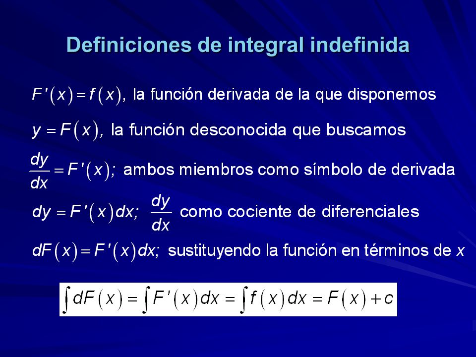 Definiciones de integral indefinida