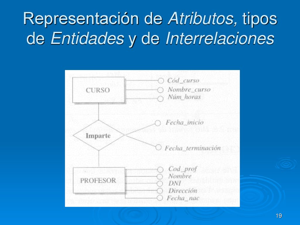 Representación de Atributos, tipos de Entidades y de Interrelaciones