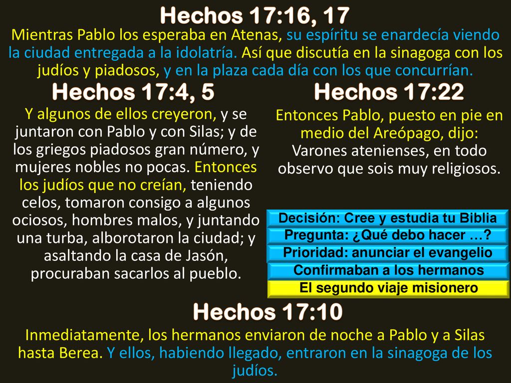 Hechos 17:16, 17 Hechos 17:4, 5 Hechos 17:22 Hechos 17:10