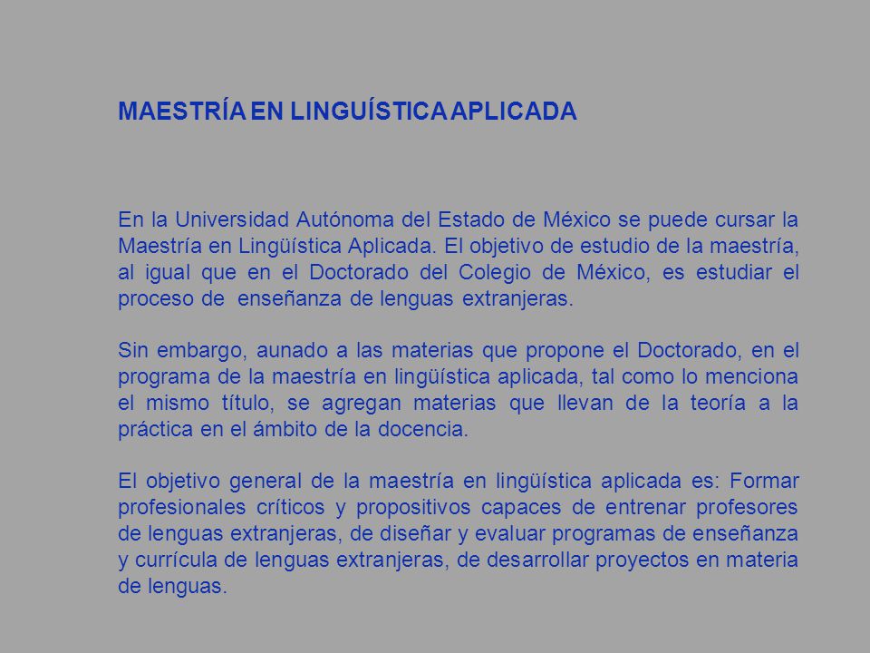MAESTRÍA EN LINGUÍSTICA APLICADA