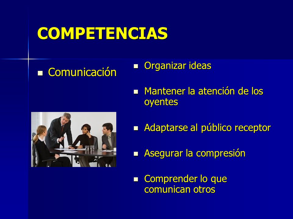 COMPETENCIAS Comunicación Organizar ideas