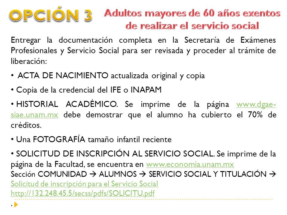 Adultos mayores de 60 años exentos de realizar el servicio social