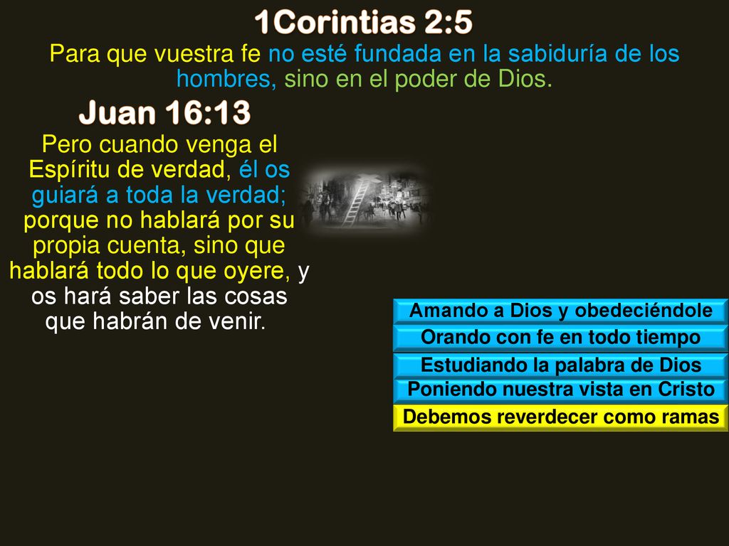1Corintias 2:5 Para que vuestra fe no esté fundada en la sabiduría de los hombres, sino en el poder de Dios.