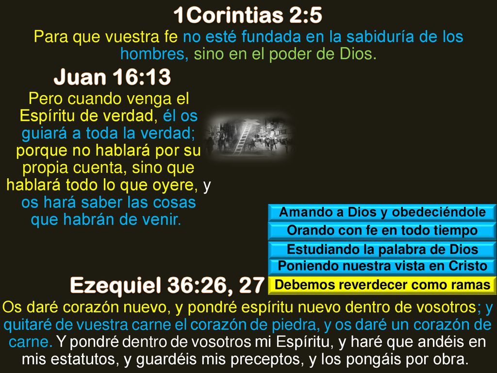 1Corintias 2:5 Juan 16:13 Ezequiel 36:26, 27