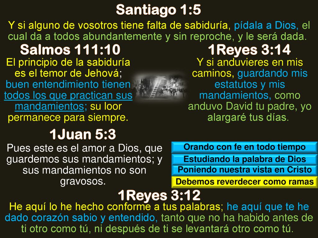 Santiago 1:5 Salmos 111:10 1Reyes 3:14 1Juan 5:3 1Reyes 3:12