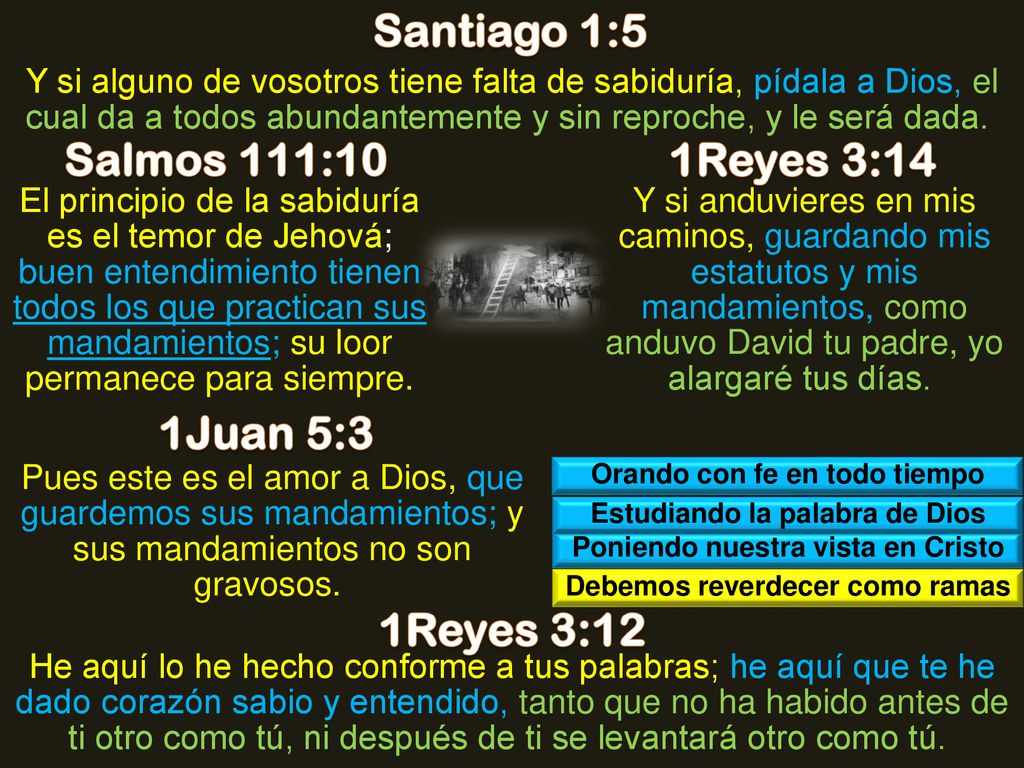 Santiago 1:5 Salmos 111:10 1Reyes 3:14 1Juan 5:3 1Reyes 3:12