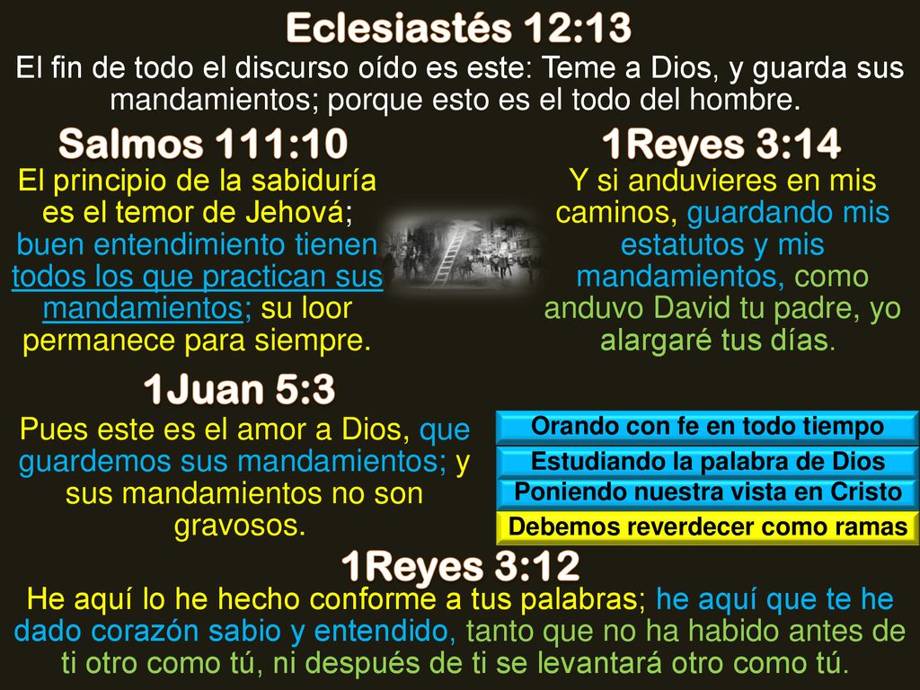 Eclesiastés 12:13 Salmos 111:10 1Reyes 3:14 1Juan 5:3 1Reyes 3:12