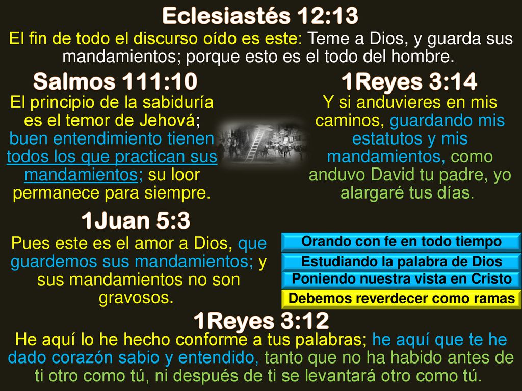 Eclesiastés 12:13 Salmos 111:10 1Reyes 3:14 1Juan 5:3 1Reyes 3:12