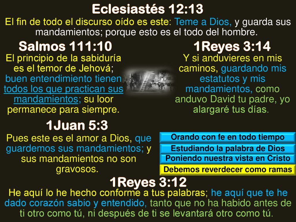 Eclesiastés 12:13 Salmos 111:10 1Reyes 3:14 1Juan 5:3 1Reyes 3:12
