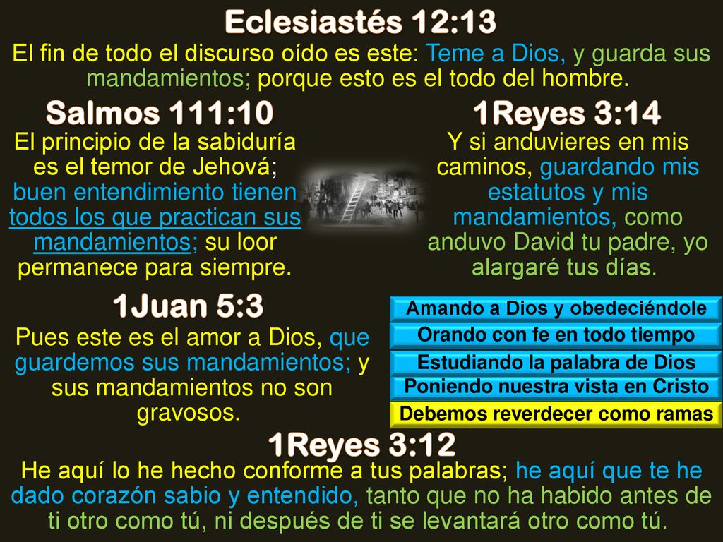 Eclesiastés 12:13 Salmos 111:10 1Reyes 3:14 1Juan 5:3 1Reyes 3:12