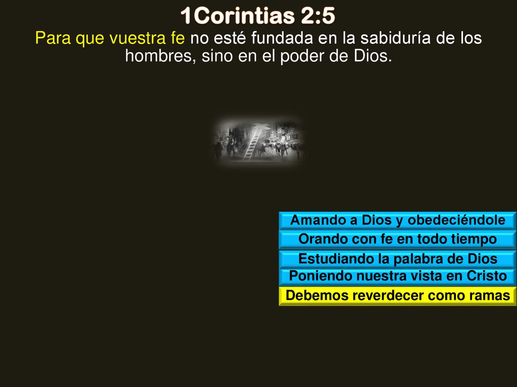 1Corintias 2:5 Para que vuestra fe no esté fundada en la sabiduría de los hombres, sino en el poder de Dios.
