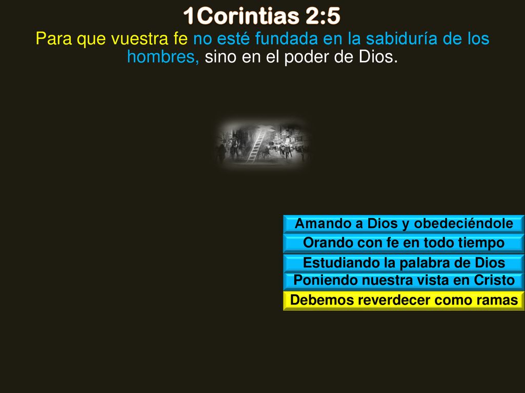 1Corintias 2:5 Para que vuestra fe no esté fundada en la sabiduría de los hombres, sino en el poder de Dios.
