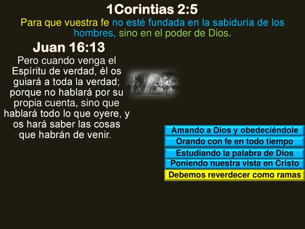 1Corintias 2:5 Para que vuestra fe no esté fundada en la sabiduría de los hombres, sino en el poder de Dios.