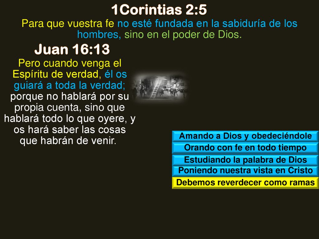 1Corintias 2:5 Para que vuestra fe no esté fundada en la sabiduría de los hombres, sino en el poder de Dios.