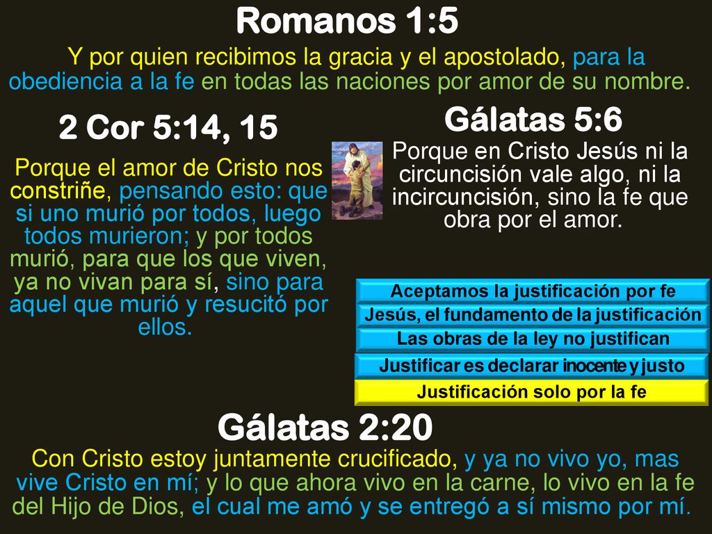 Romanos 1:5 Gálatas 2:20 Gálatas 5:6 2 Cor 5:14, 15