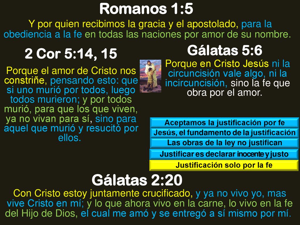 Romanos 1:5 Gálatas 2:20 Gálatas 5:6 2 Cor 5:14, 15