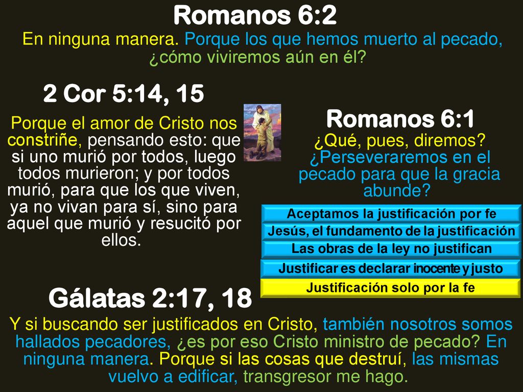 Romanos 6:2 Gálatas 2:17, 18 2 Cor 5:14, 15 Romanos 6:1