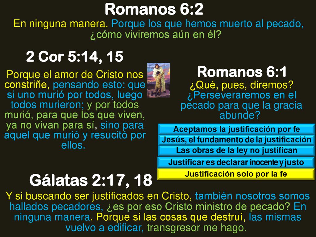 Romanos 6:2 Gálatas 2:17, 18 2 Cor 5:14, 15 Romanos 6:1