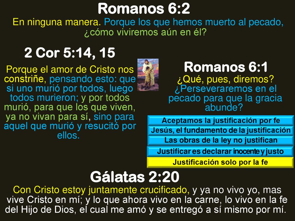 Romanos 6:2 Gálatas 2:20 2 Cor 5:14, 15 Romanos 6:1