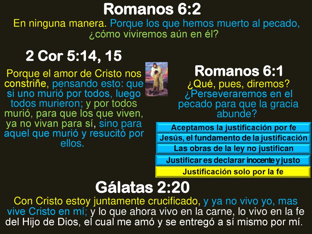 Romanos 6:2 Gálatas 2:20 2 Cor 5:14, 15 Romanos 6:1