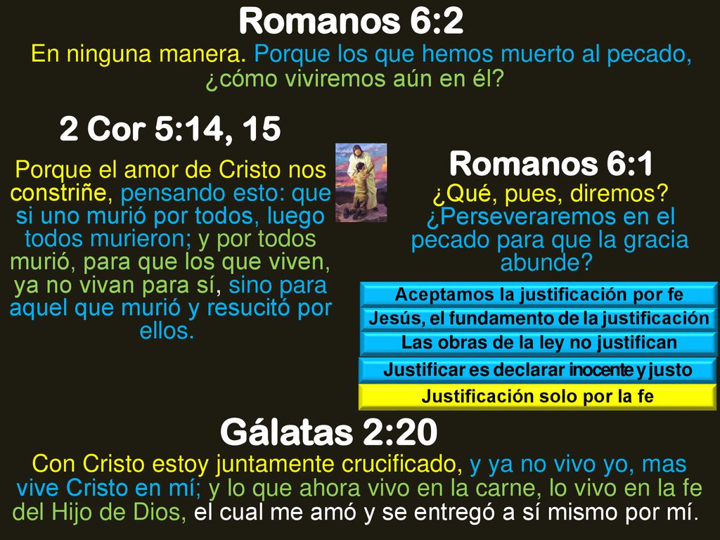 Romanos 6:2 Gálatas 2:20 2 Cor 5:14, 15 Romanos 6:1