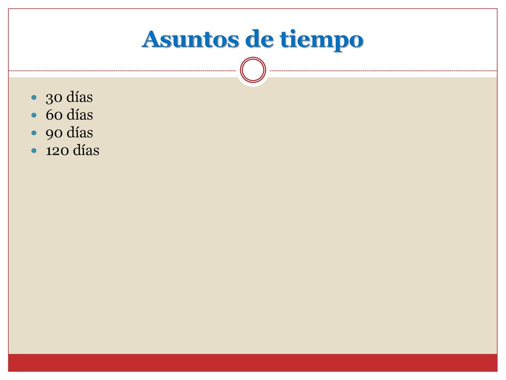 Asuntos de tiempo 30 días 60 días 90 días 120 días