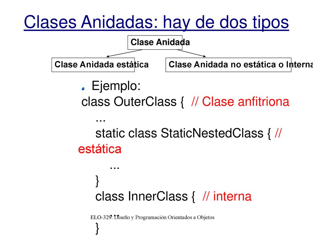 Clases Anidadas: hay de dos tipos