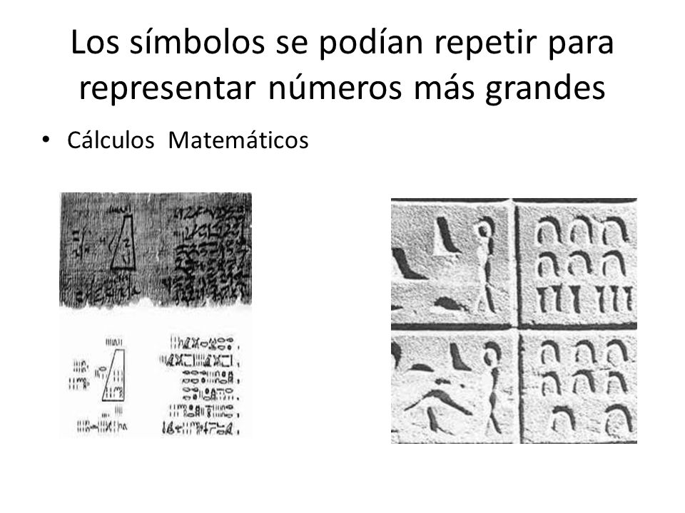 Los símbolos se podían repetir para representar números más grandes