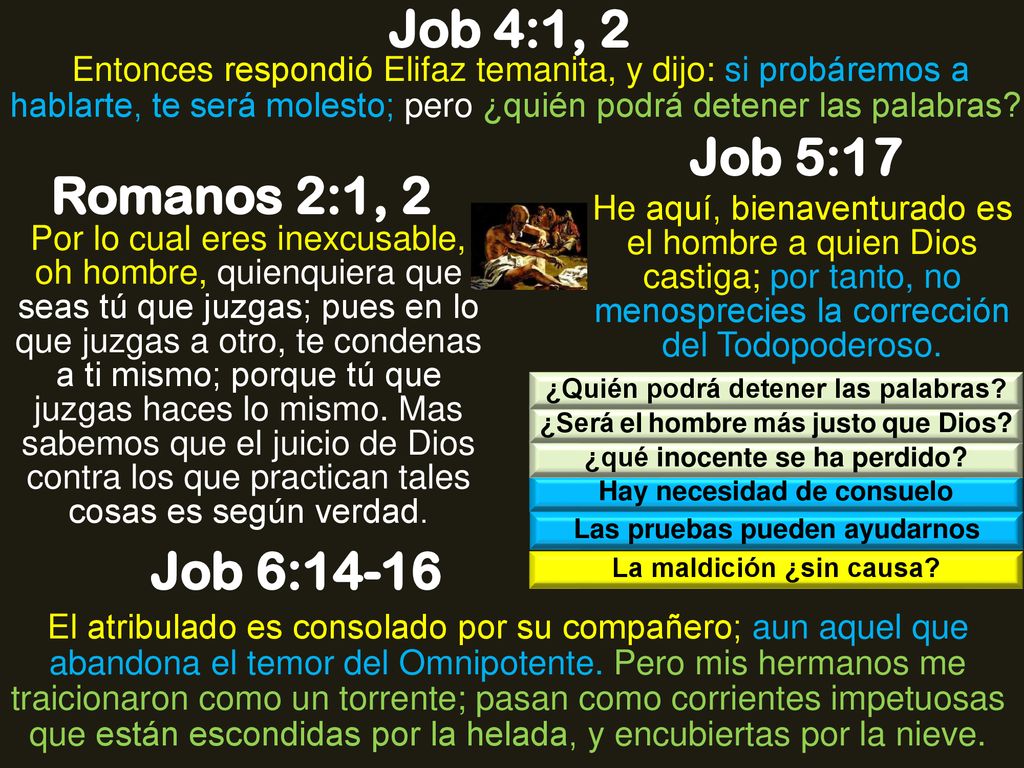 Job 4:1, 2 Job 5:17 Romanos 2:1, 2 Job 6:14-16