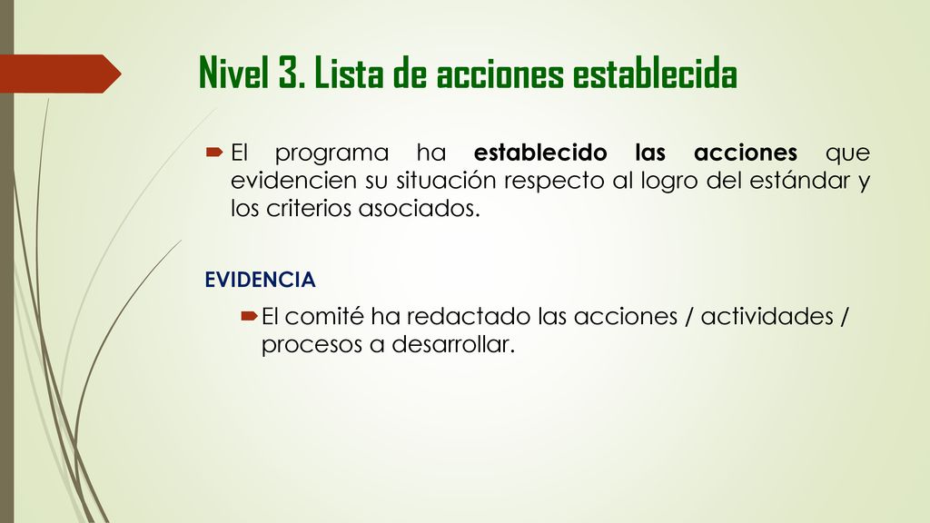 Nivel 3. Lista de acciones establecida