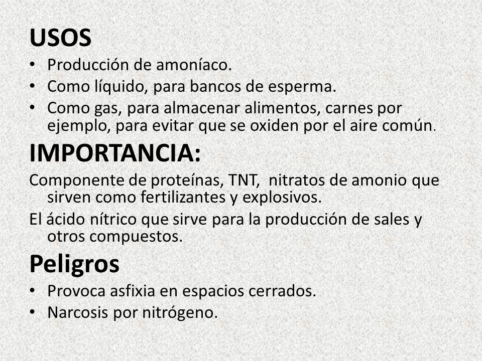 USOS IMPORTANCIA: Peligros Producción de amoníaco.