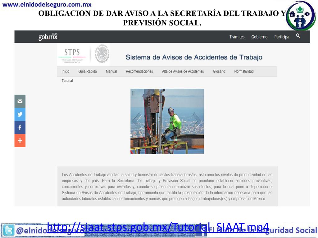 OBLIGACION DE DAR AVISO A LA SECRETARÍA DEL TRABAJO Y PREVISIÓN SOCIAL.