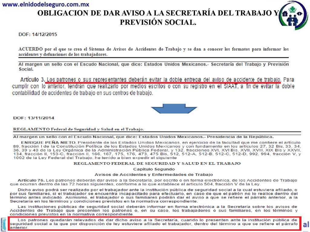 OBLIGACION DE DAR AVISO A LA SECRETARÍA DEL TRABAJO Y PREVISIÓN SOCIAL.