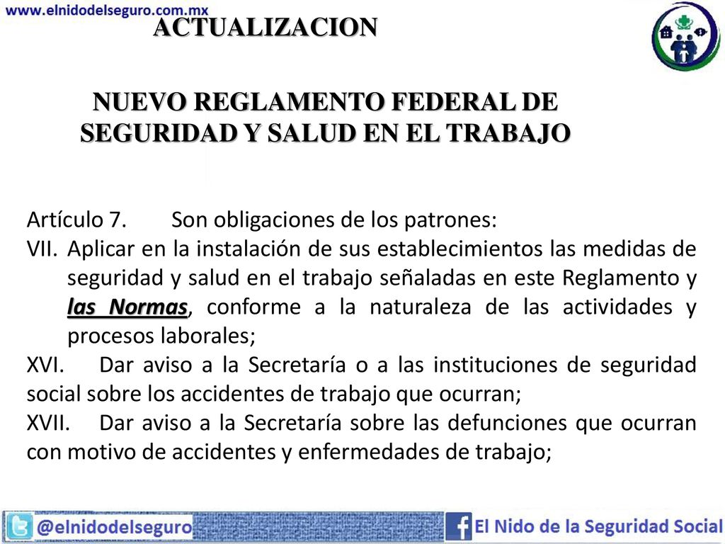 NUEVO REGLAMENTO FEDERAL DE SEGURIDAD Y SALUD EN EL TRABAJO