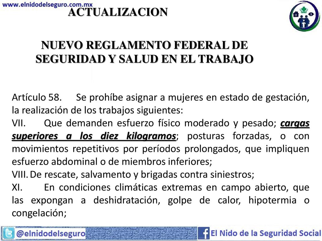 NUEVO REGLAMENTO FEDERAL DE SEGURIDAD Y SALUD EN EL TRABAJO