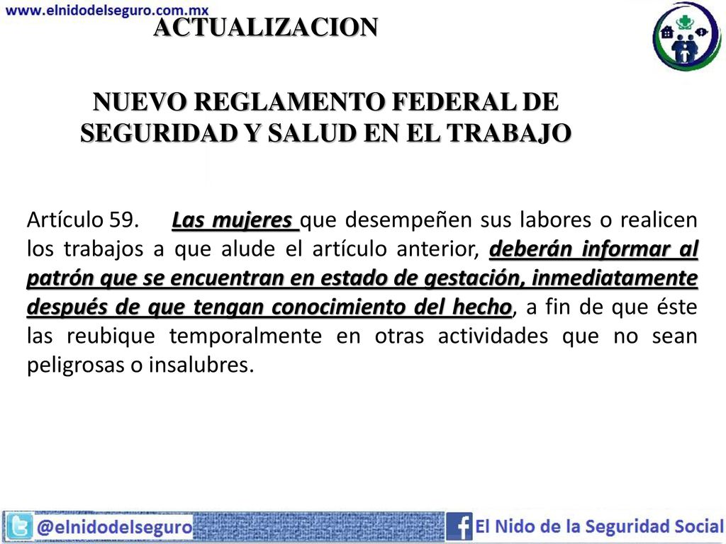 NUEVO REGLAMENTO FEDERAL DE SEGURIDAD Y SALUD EN EL TRABAJO