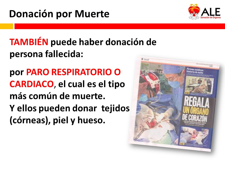 Donación por Muerte TAMBIÉN puede haber donación de persona fallecida: