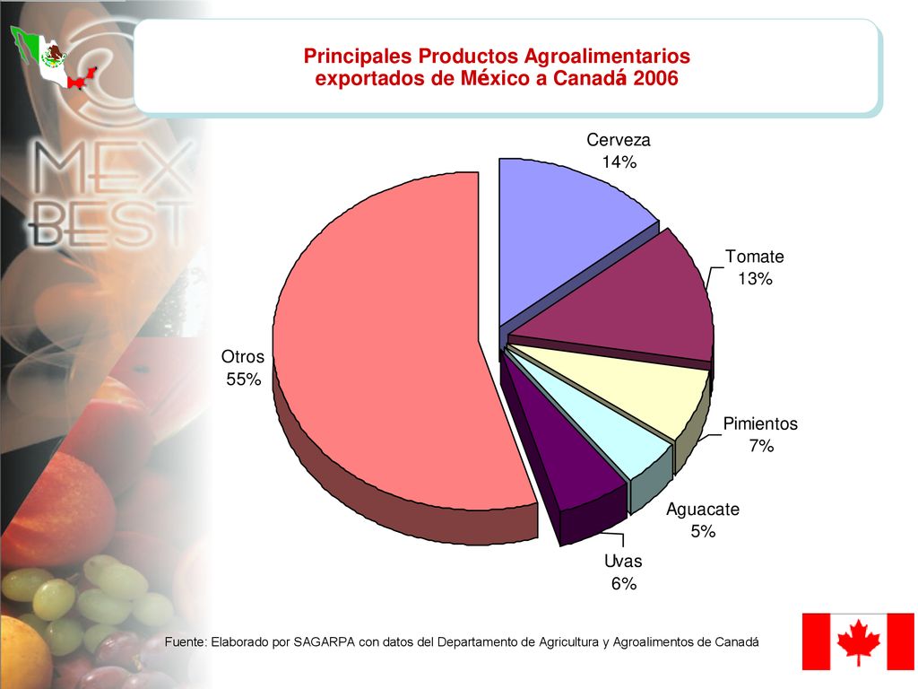 Principales Productos Agroalimentarios exportados de México a Canadá 2006